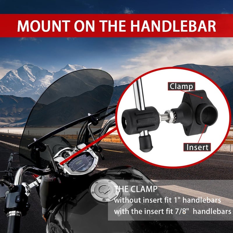 KICRY زجاج أمامي عالمي للدراجات النارية 18"x16" متوافق مع هارلي ديفيدسون هوندا كاواساكي سوزوكي ياماها كروزر سافاج إنترودر فولوشيا بولفارد فولكان VN (دخاني) - Image 3